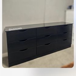 Black 9 Drawer Dresser 
