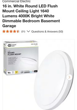 16 in. White Round LED Flush Mount Ceiling Light 1640 Lumens 4000K Bright White Dimmable Bedroom Basement Garage