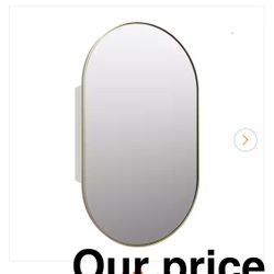 Nia 22 in. W x 38 in. H x 5 in. D Satin Brass Recessed Medicine Cabinet with Mirror