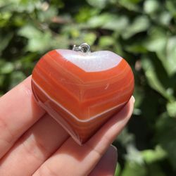 Large Stainless Steel Carnelian Heart Pendant 