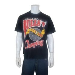 Vintage Chicago Bulls 1991 NBA World Champions Black Single Stitch T Shirt XL