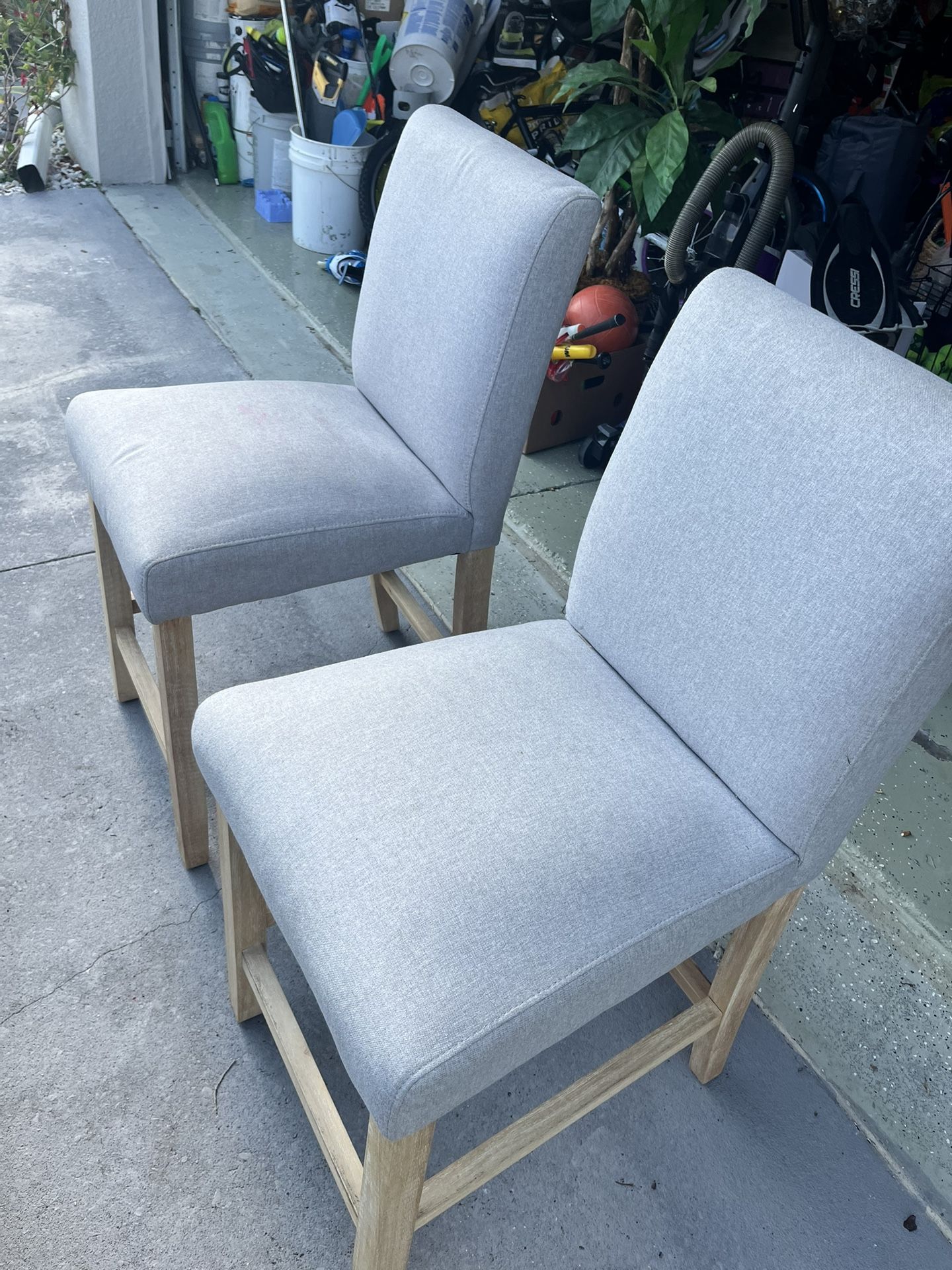 2x Grey Bar Stool Wooden Legs