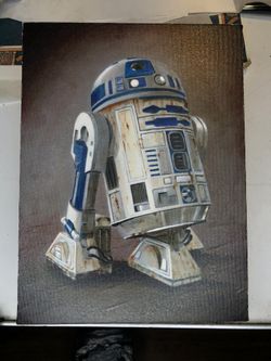 R2D2 Oil painting *Canvas Print*