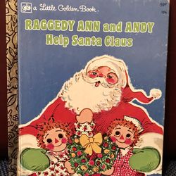 Vintage Raggedy Ann And Andy Help Santa Little Golden Book 1977