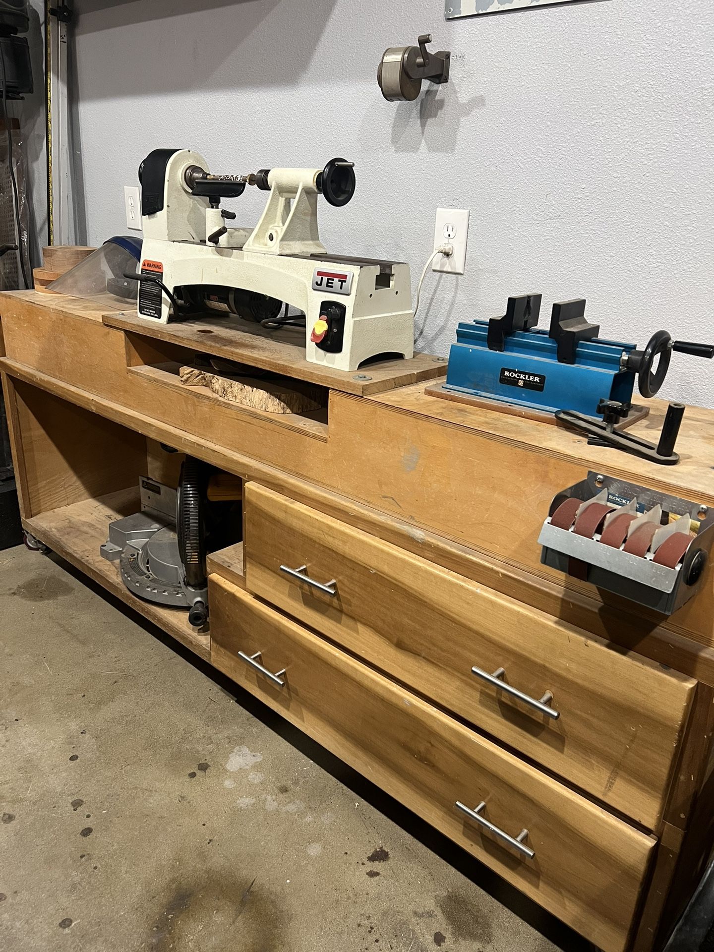 Lathe / Chop Saw With Rolling Cabinet