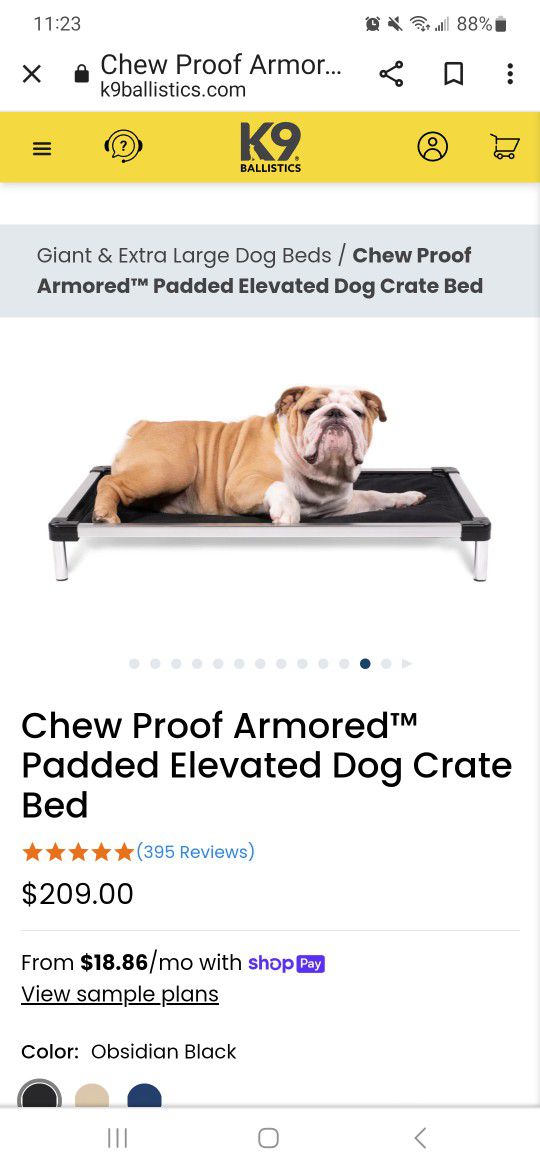K9 Ballistics XXL Elavated Crate Dog Bod & XL Orthopedic Dog Bed