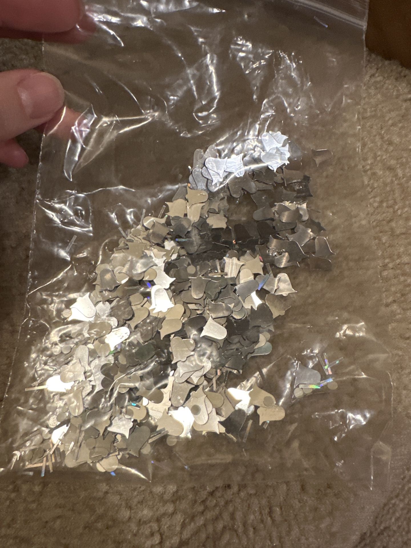 Bag of Silver wedding bell Confetti .50