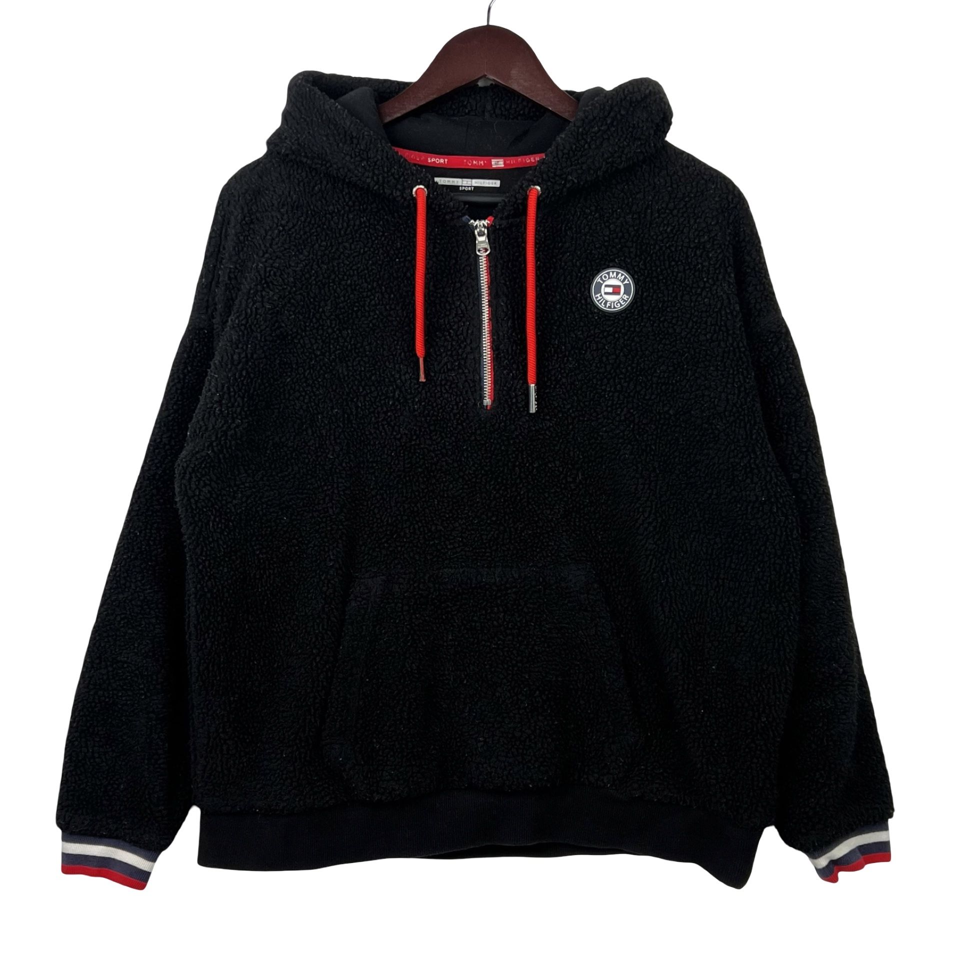 Tommy Hilfiger Sport Women's Fleece Hooded Sweater Blue Retro Puffy -M-