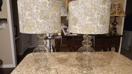 Pair of glass lite weighted lamps