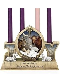 Joseph's Studio by Roman, Christmas Advent Collection, 7" H Advent Babe Candle Holder, Home Décor, Devout Gift, Prayerful Inspiration (3x9x7)
