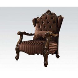 Acme Versailles brown velvet and cherry wood chair