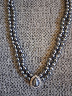 Vintage Gray Double Strand Faux Pearl Necklace