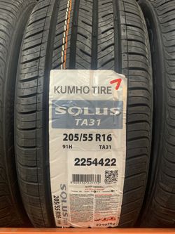205/55R16 New Kumho Solus TA31 65k mile warranty - $280 for all 4 tires mounted and balanced