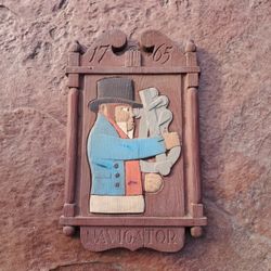 Vintage Hand Carved Foam Painted Folk Art Plaque " Navigator 1765"