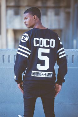 Homme Femme Side Zip Crewneck Sweater COCO No 5 Chanel