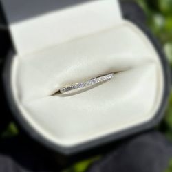 Jewelry 10k solid white gold natural diamonds 0.16CTW ring sz 7.25