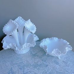 Vintage Fenton Hobnail Milk Glass