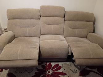 3-Seat Fabric Recliner Sofa Beige