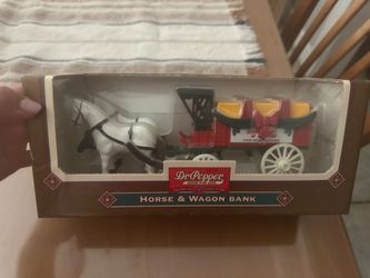 Collectible Dr. Pepper horse and wagon bank in original packaging