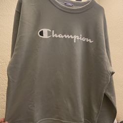 Vintage Y2K Champion Classic Logo Spellout Gray Crew Neck Sweatshirt Size M