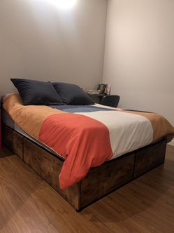 Platform Bed Frame with Storage Drawers and mattress