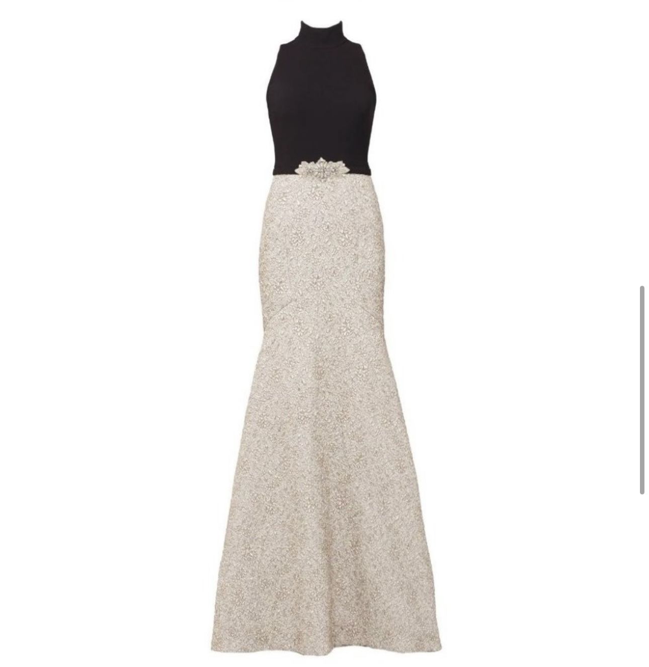 Theia Black Silver Brocade Ionic Gown ORIGINALLY $1295