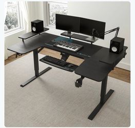 U-Shaped Gaming Desk, Sitting/Standing Electronic, Eureka Ergonomic, Black