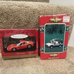 Hallmark 1997 Corvette & Enesco 1996 Chevy Blazer Christmas ornament set of 2