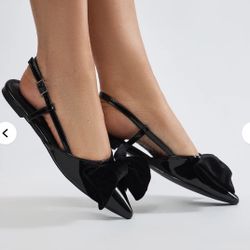 Fashion Nova Women's Black Slingback Flats Size 10