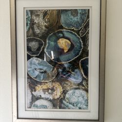 Geode Artwork (teal, gold, earth) Natural 