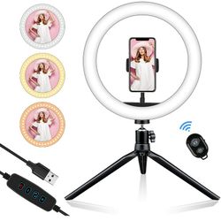 New! 10" Selfie Ring Light With Desktop Tripod