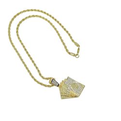 Full House Poker Cards Pendant And Rope Chain