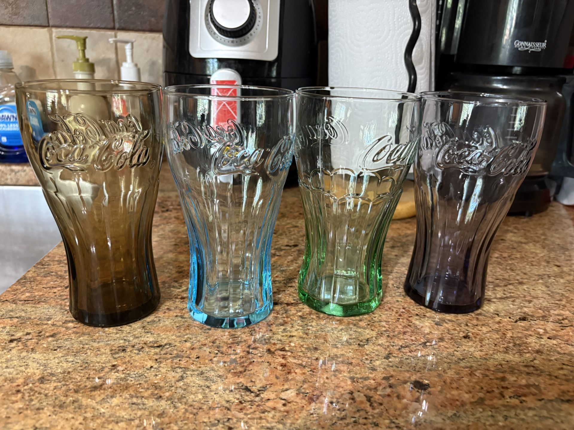 Vintage Colorful Set Of 4 Coca-Cola Glasses