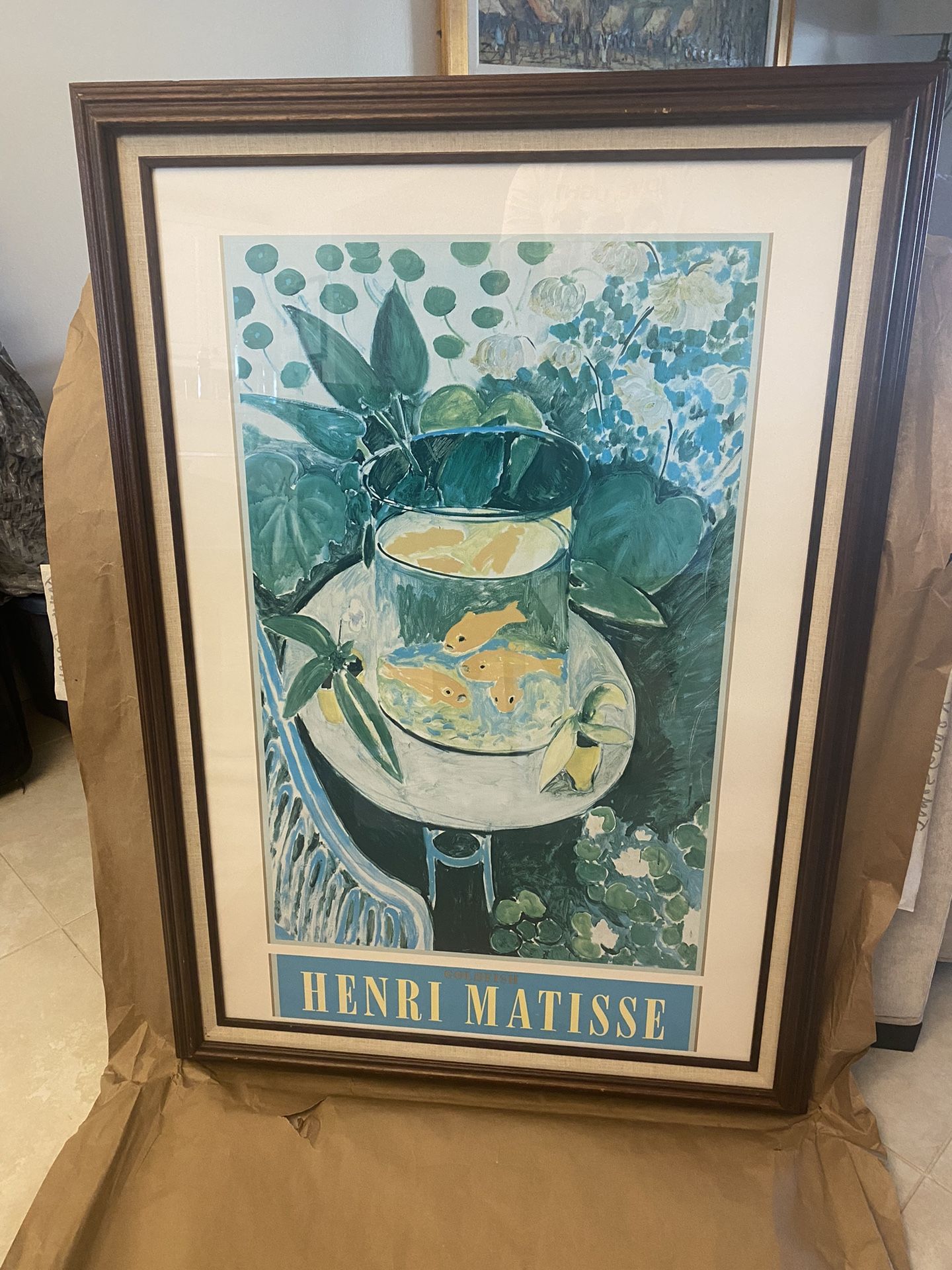 Henri MATISSE Rare 1987 Lithograph Framed Poster "GOLDFISH" 1911 EUC