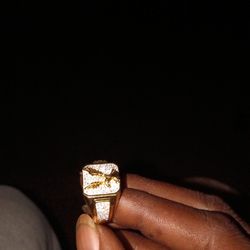 Iced Out Golden Eagle Ring 