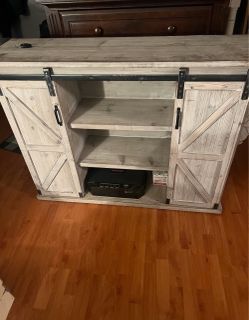 Farmhouse Barn Door TV Stand Cabinet