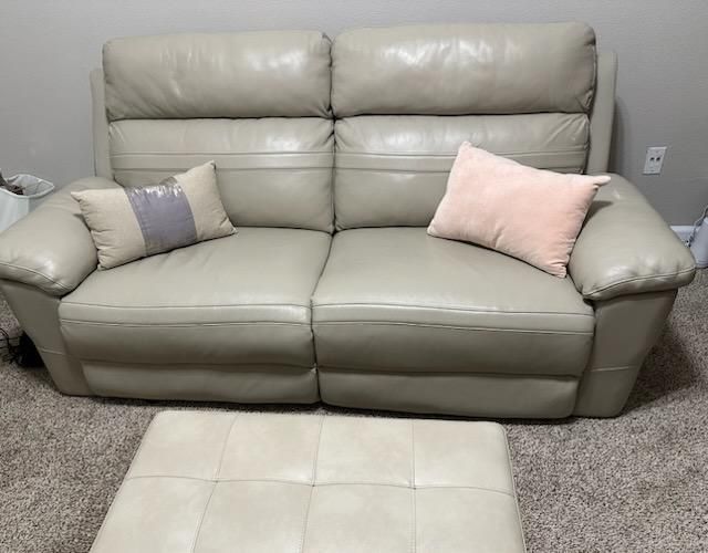 Leather Reclining Loveseat (like new), 81”W x 32”D x 41”H