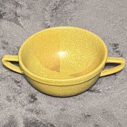 Vintage MCM Green and Brown Redware 2 Handled Open Sugar Bowl.