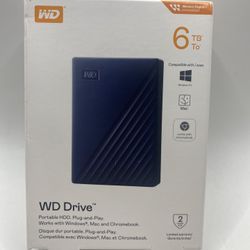 WD Drive Portable 6 TB HDD External Hard Drive Windows + Mac + Chromebook  New