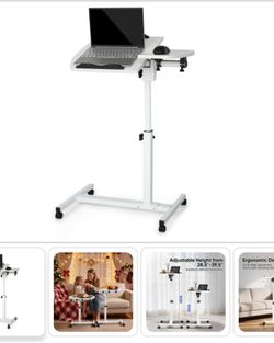 NEW Rolling Laptop Desk 75° Tiltable Height Adjustable Rolling Laptop