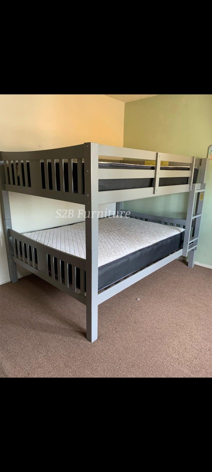 Full Full Size Grey Bunkbed W Ortho Mattress