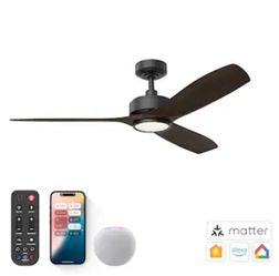 New ALTITUDE BOCA II 52-in Matte Black LED Covered Outdoor Ceiling Fan With Light and Remote Control