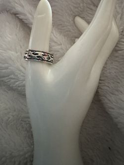Vintage 9g Sterling Spinner Ring with Leaf Design, Size 10 (Unisex) 