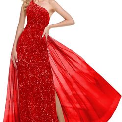 One Shoulder Sequin Prom Dresses Long for Women 2025 Mermaid Ball Gown Tulle Formal Evening Gowns