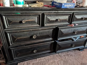 Free dresser, night stand and queen bed frame.