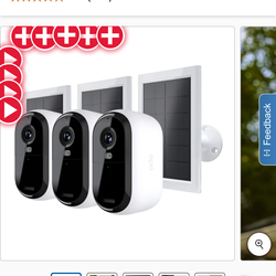 Arlo Essential Outdoor 2K Camera (2nd Generation) 3-pack with 3 Solar Panels