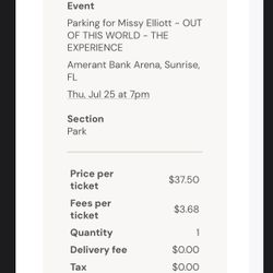 Discounted Parking Pass for Missy Elliott's "Out Of This World" Concert!