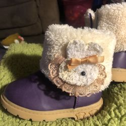 Little Girls Purple Ankle Boots  Size 12M