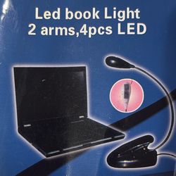 2 LED Clip-On Book Lights – Dual Arms, 4 LEDs Each – Brand New
