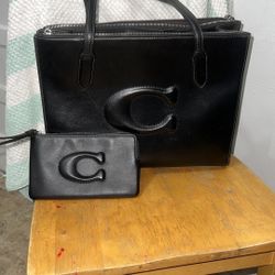 Coach Leather Tote With Matching Wallet
